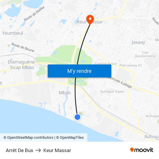 Arrêt De Bus to Keur Massar map