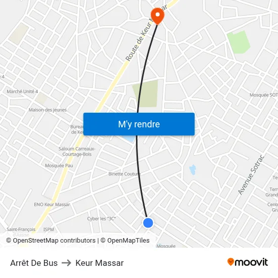 Arrêt De Bus to Keur Massar map