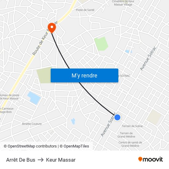 Arrêt De Bus to Keur Massar map