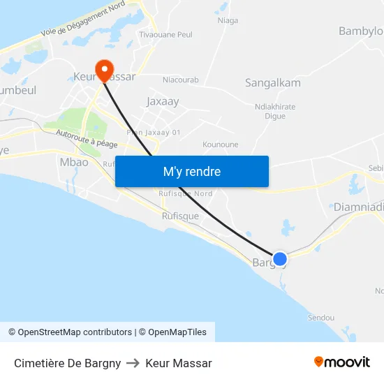 Cimetière De Bargny to Keur Massar map