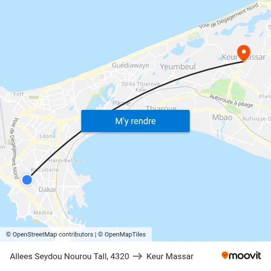 Allees Seydou Nourou Tall, 4320 to Keur Massar map