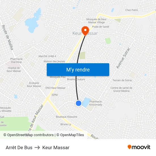 Arrêt De Bus to Keur Massar map