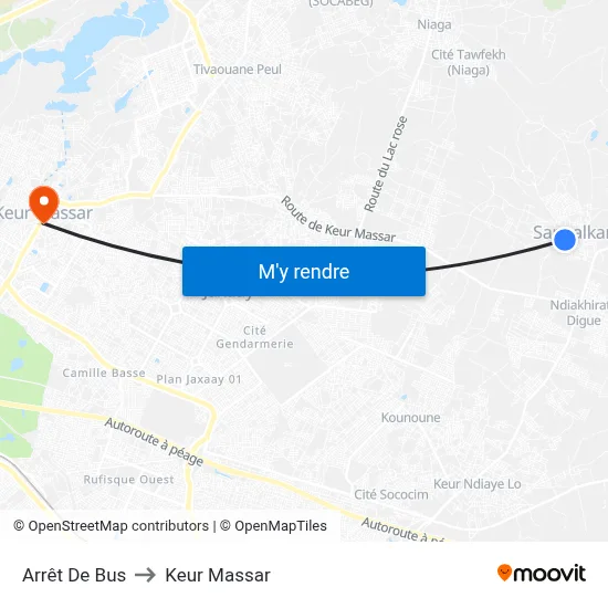 Arrêt De Bus to Keur Massar map