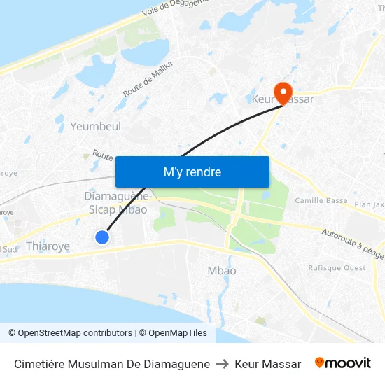 Cimetiére Musulman De Diamaguene to Keur Massar map