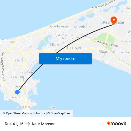 Rue 41, 16 to Keur Massar map