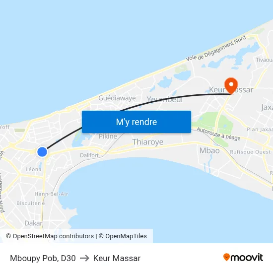 Mboupy Pob, D30 to Keur Massar map