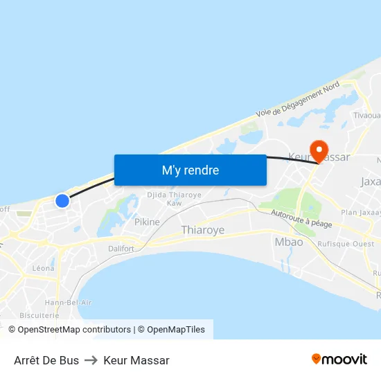 Arrêt De Bus to Keur Massar map