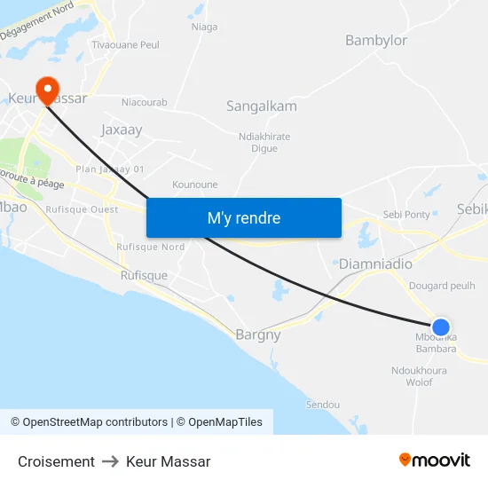 Croisement to Keur Massar map