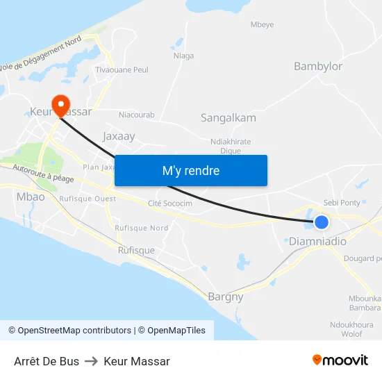 Arrêt De Bus to Keur Massar map