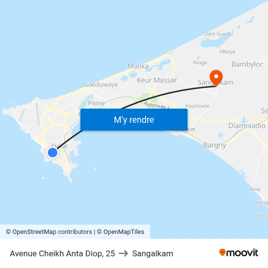 Avenue Cheikh Anta Diop, 25 to Sangalkam map