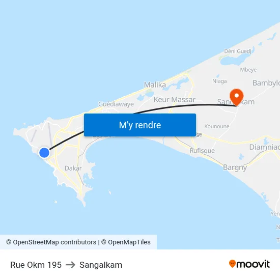 Rue Okm 195 to Sangalkam map