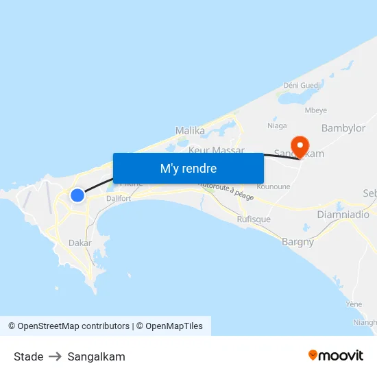 Stade to Sangalkam map