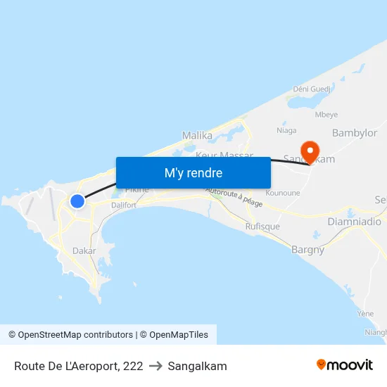 Route De L'Aeroport, 222 to Sangalkam map