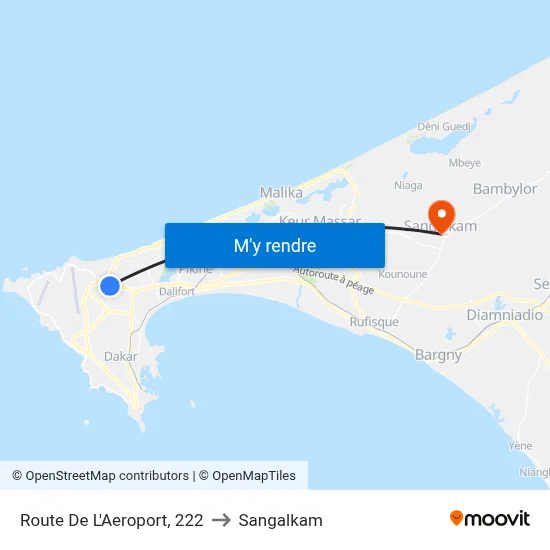 Route De L'Aeroport, 222 to Sangalkam map