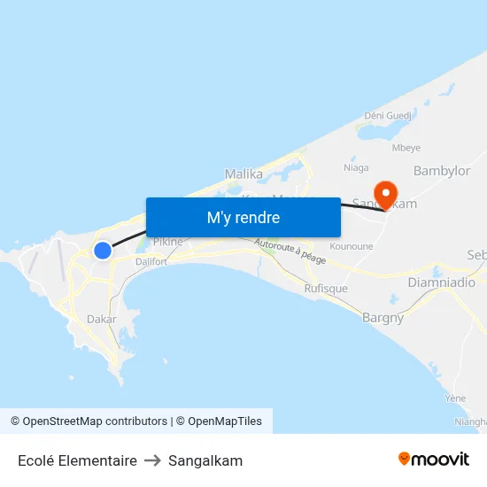 Ecolé Elementaire to Sangalkam map