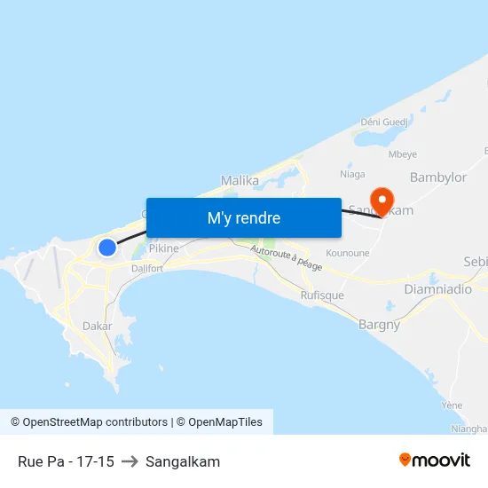 Rue Pa - 17-15 to Sangalkam map