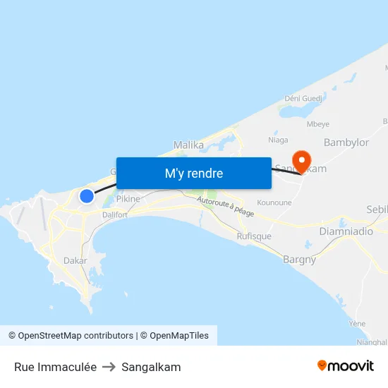 Rue Immaculée to Sangalkam map