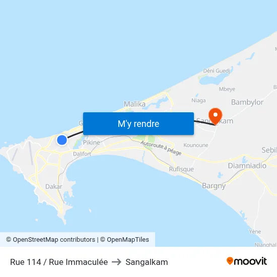Rue 114 / Rue Immaculée to Sangalkam map