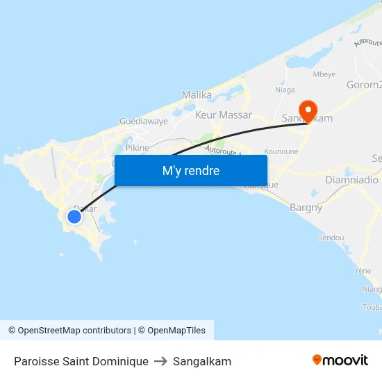 Paroisse Saint Dominique to Sangalkam map