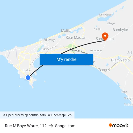 Rue M'Baye Worre, 112 to Sangalkam map
