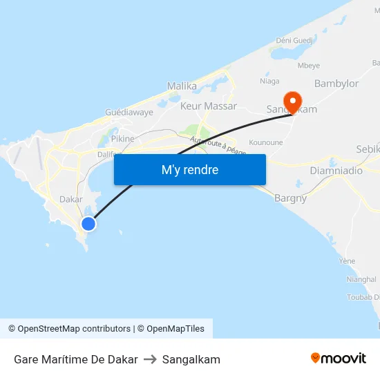 Gare Marítime De Dakar to Sangalkam map