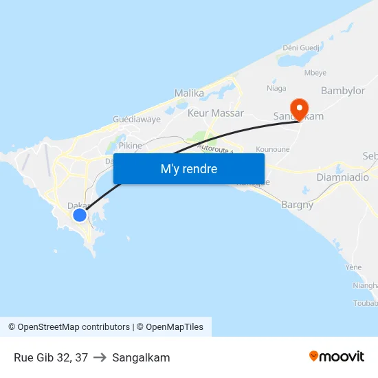 Rue Gib 32, 37 to Sangalkam map
