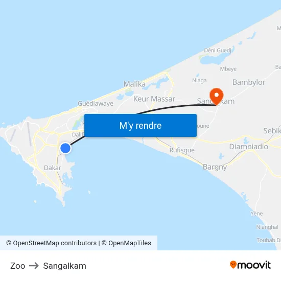 Zoo to Sangalkam map