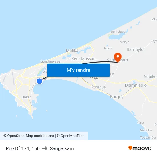 Rue Df 171, 150 to Sangalkam map