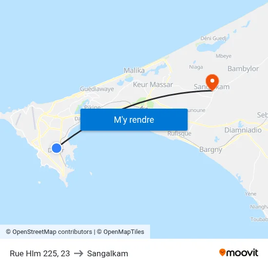 Rue Hlm 225, 23 to Sangalkam map
