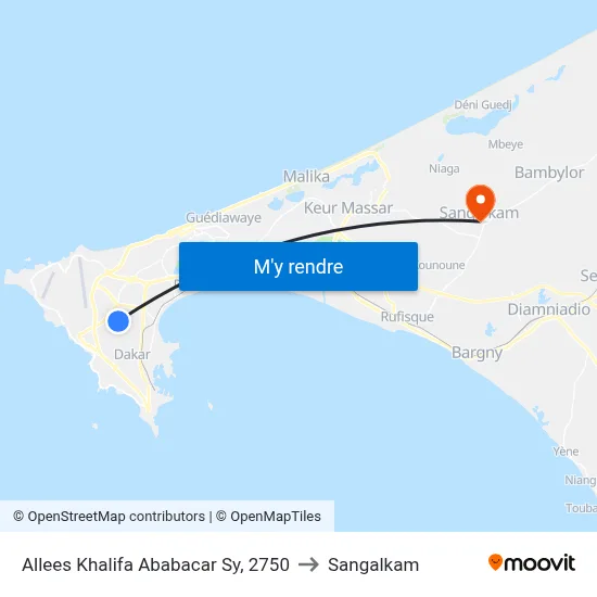 Allees Khalifa Ababacar Sy, 2750 to Sangalkam map