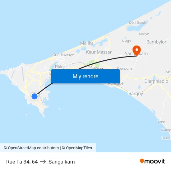 Rue Fa 34, 64 to Sangalkam map