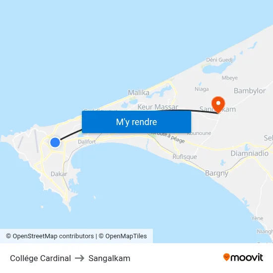 Collége Cardinal to Sangalkam map