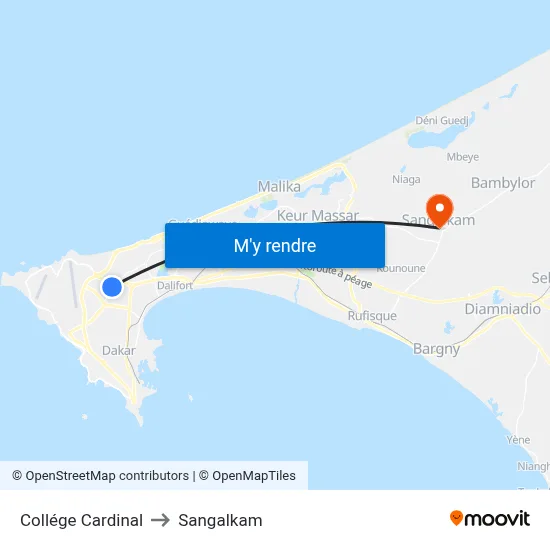 Collége Cardinal to Sangalkam map