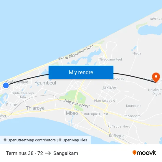 Terminus 38 - 72 to Sangalkam map