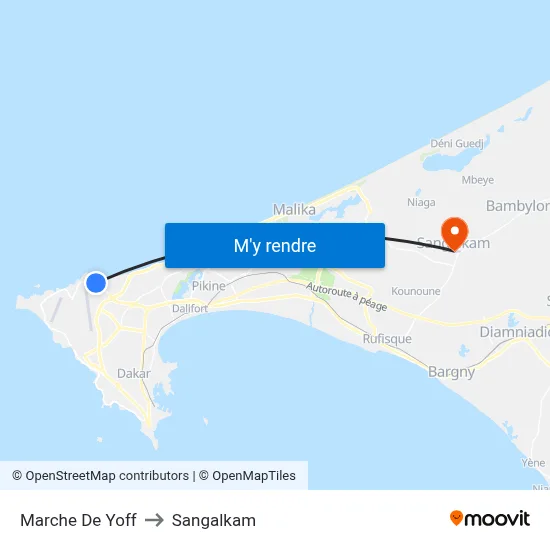Marche De Yoff to Sangalkam map