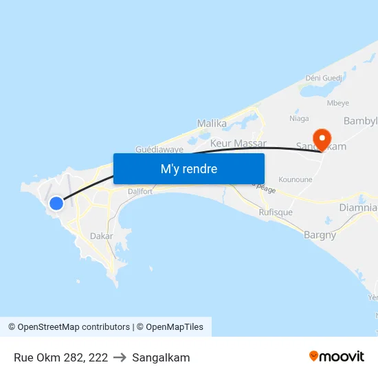 Rue Okm 282, 222 to Sangalkam map