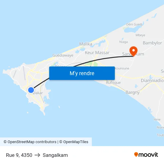 Rue 9, 4350 to Sangalkam map
