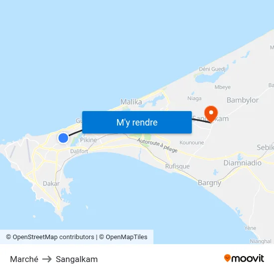 Marché to Sangalkam map