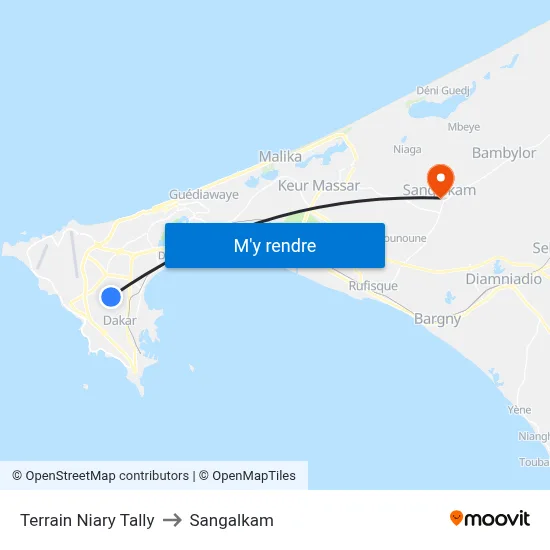 Terrain Niary Tally to Sangalkam map