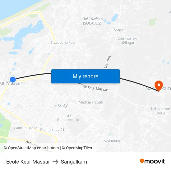 École Keur Massar to Sangalkam map
