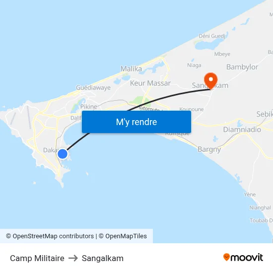 Camp Militaire to Sangalkam map