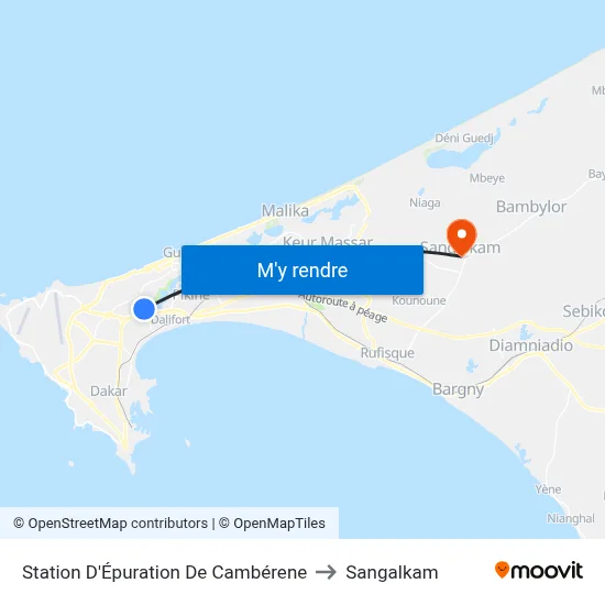 Station D'Épuration De Cambérene to Sangalkam map