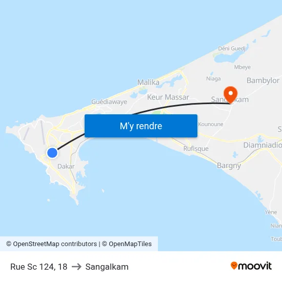 Rue Sc 124, 18 to Sangalkam map