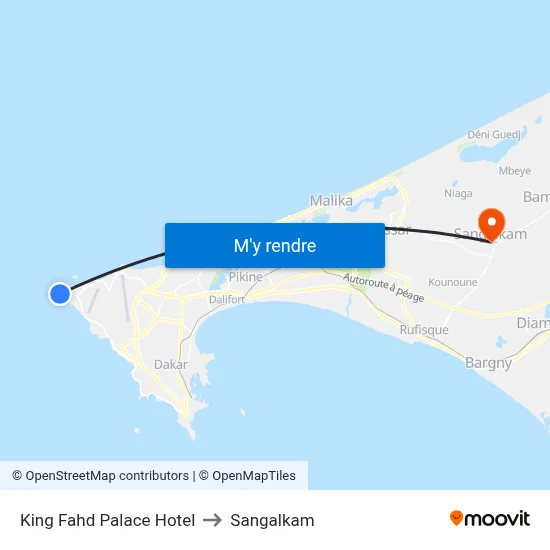 King Fahd Palace Hotel to Sangalkam map