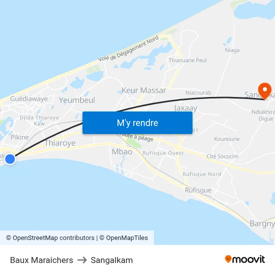 Baux Maraichers to Sangalkam map