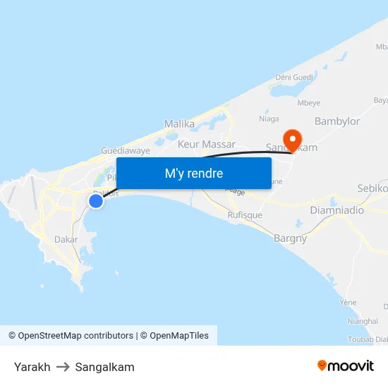 Yarakh to Sangalkam map