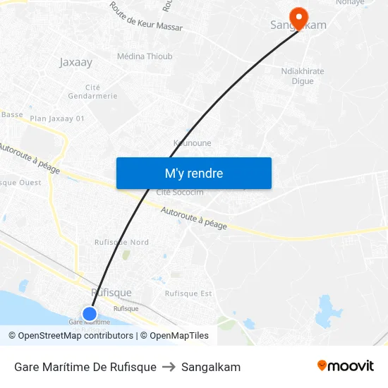 Gare Marítime De Rufisque to Sangalkam map