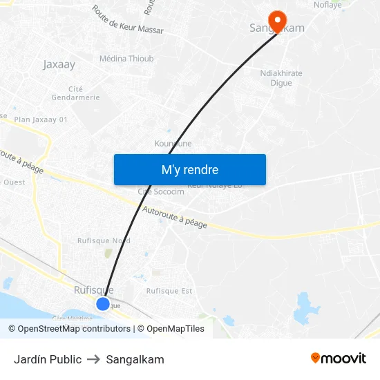 Jardín Public to Sangalkam map