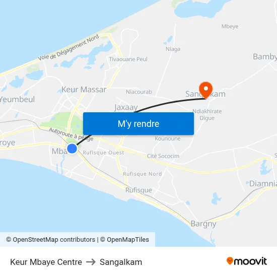 Keur Mbaye Centre to Sangalkam map