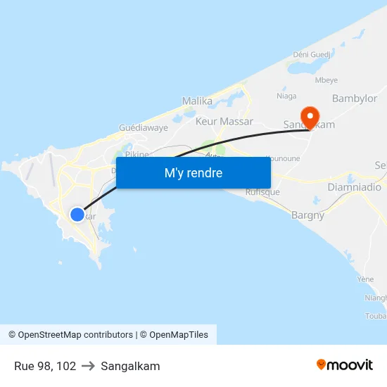 Rue 98, 102 to Sangalkam map